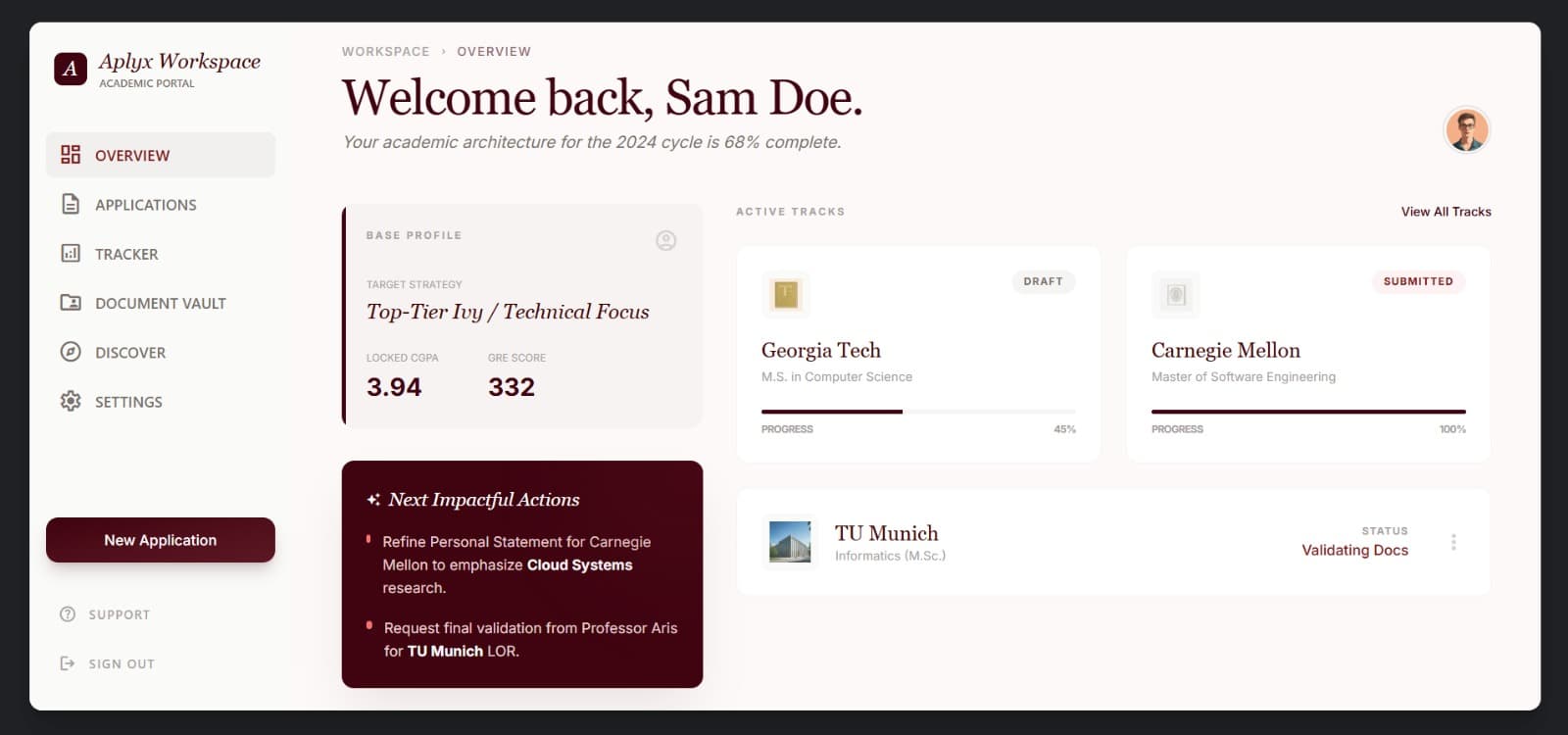 Dashboard Interface showing AI reasoning